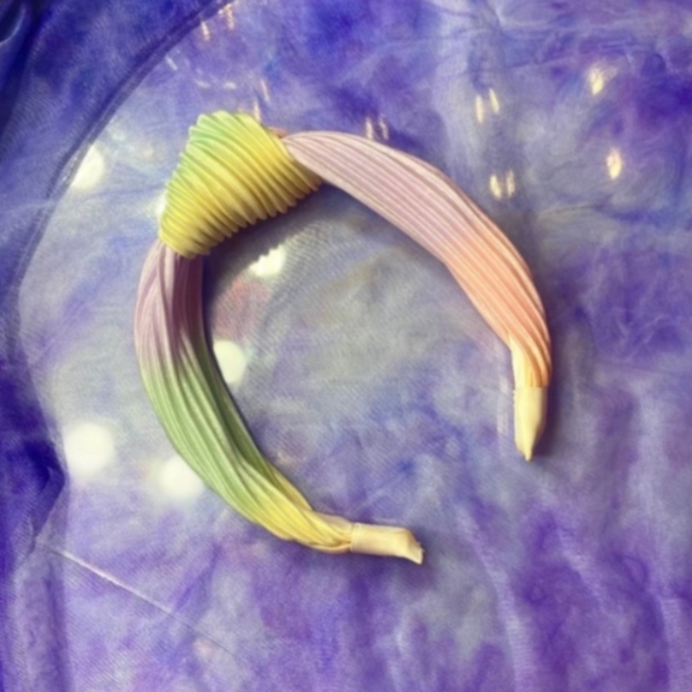 Satin Pastel Rainbow Ombre Pleated Knot Fashion Headband Women’s Hair Accessory